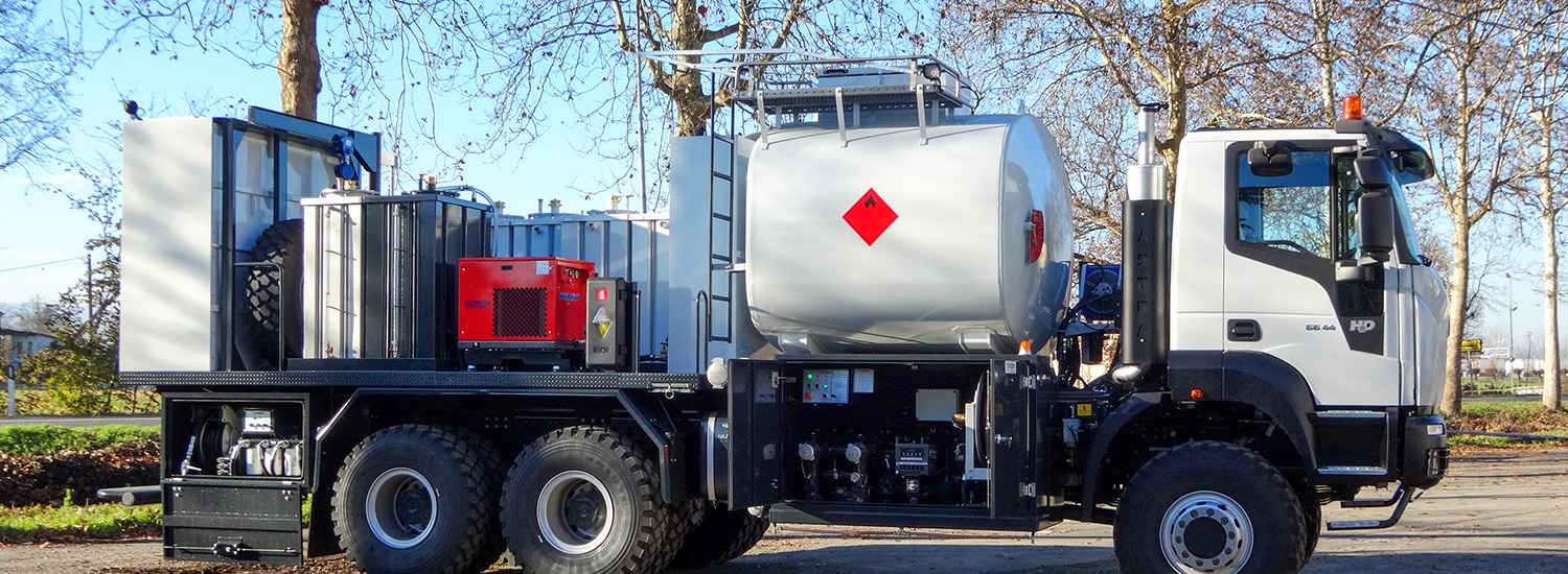 Impianto di lubrificazione su camion con cisterna carburante